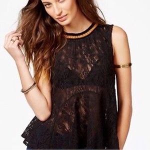 FREE PEOPLE Maisie All Star Lace Peplum Sleeveless Top Medium